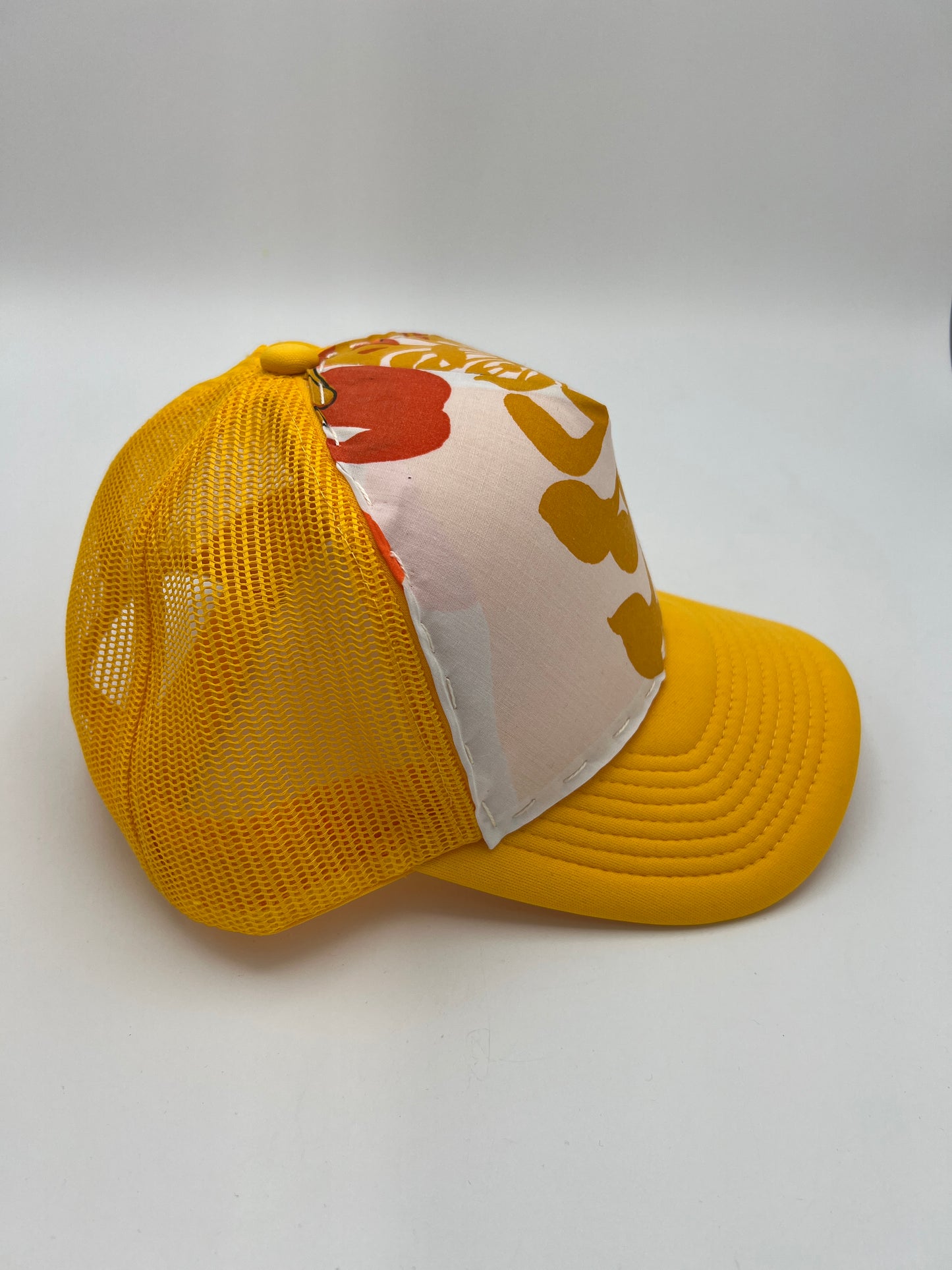 70s aloha fabric trucker hat with curved brim-goldenrod